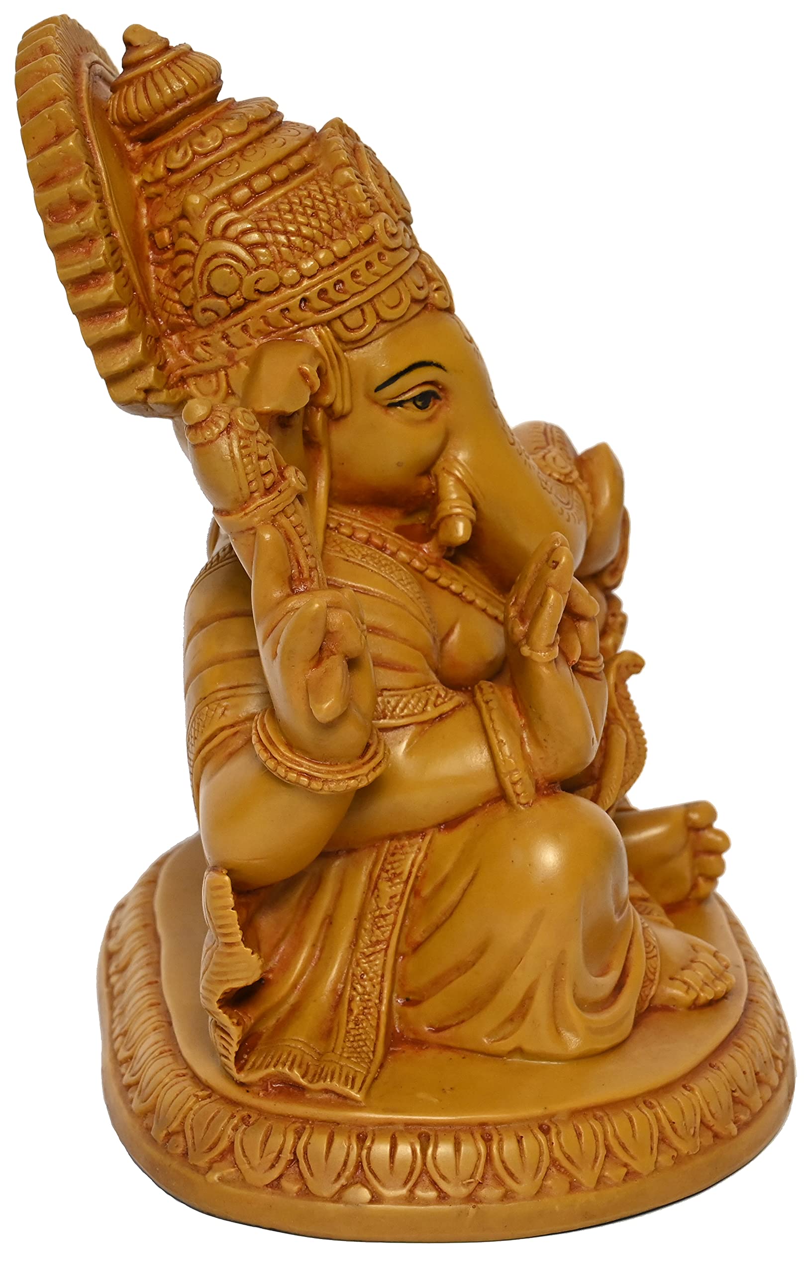 Karighar Ganpati Bappa/Ganesh Ji/Ganesha Idol For Home/Living Room/Puja Room/Gifting (Brown,5.15X6.75X7.10 Inches) D0073